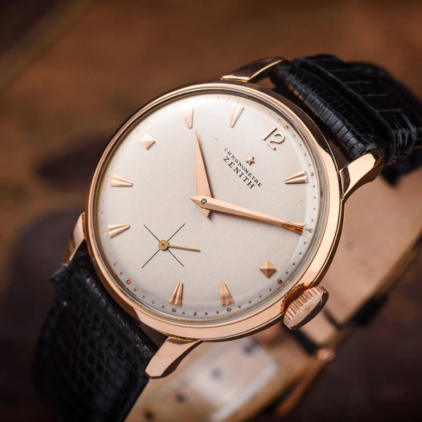 ROSE GOLD ZENITH WATCH. CHRONOMETRE CAL 135. MOVEMENT 1950s